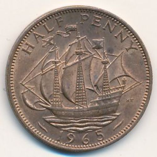 1/2 пенни 1965 год Великобритания haif penny Елизавета II