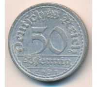 50 пфеннигов 1921 год A Германия Веймарская Республика Состояние F
