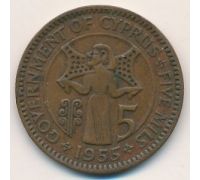 5 мил 1955 год Кипр Елизавета II