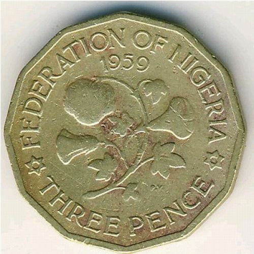 3 пенса 1959 год Нигерия Хлопок