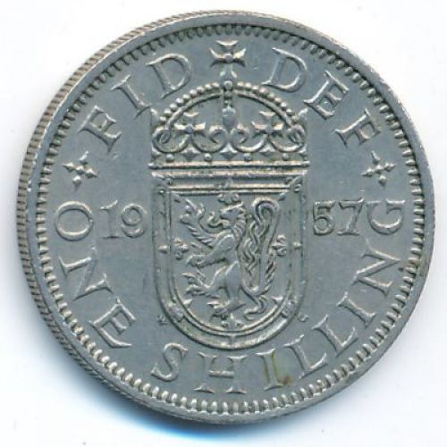 1 шиллинг 1957 год Великобритания Елизавета II Герб Шотландии