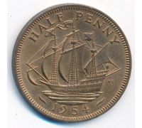 1/2 пенни 1954 год Великобритания haif penny Елизавета II