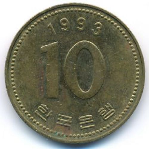 10 вон 1993 год Южная Корея