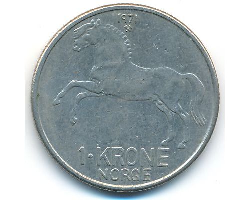 1 крона 1971 год Норвегия Лошадь