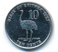10 центов 1997 год Эритрея Страус