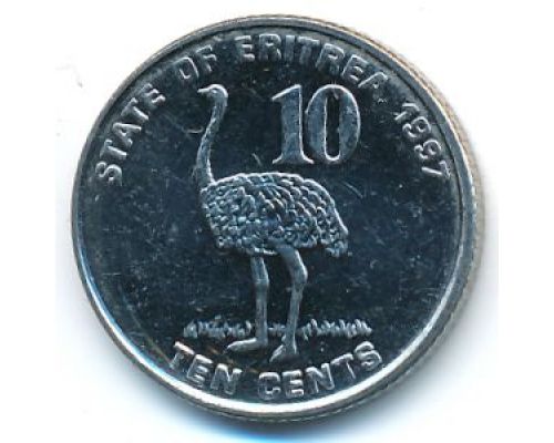 10 центов 1997 год Эритрея Страус