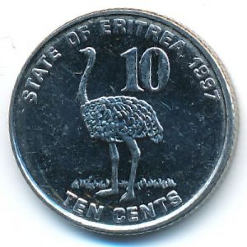 10 центов 1997 год Эритрея Страус