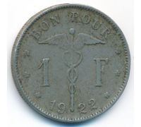 1 франк 1922 год Бельгия BELGIQUE состояние VG