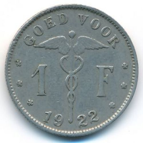 1 франк 1922 год Бельгия BELGIE состояние VF