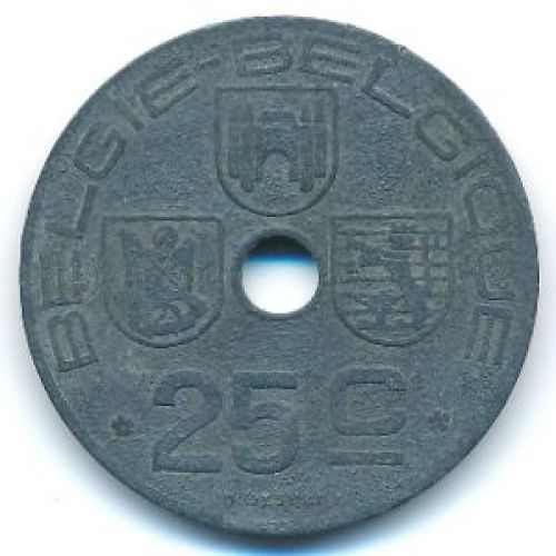 25 сентим 1943 год Бельгия BELGIE-BELGIQUE состояние VF