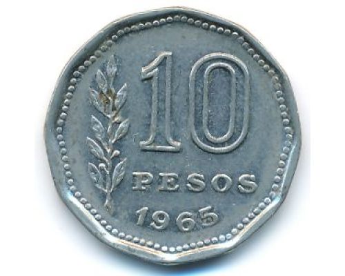 10 песо 1965 год Аргентина