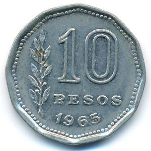 10 песо 1965 год Аргентина