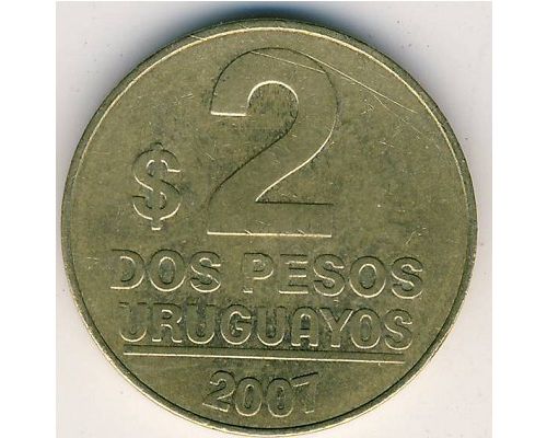 2 песо 2007 год Уругвай