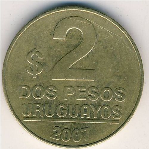 2 песо 2007 год Уругвай