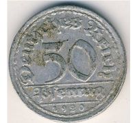 50 пфеннигов 1920 год G Германия Веймарская Республика Состояние VG