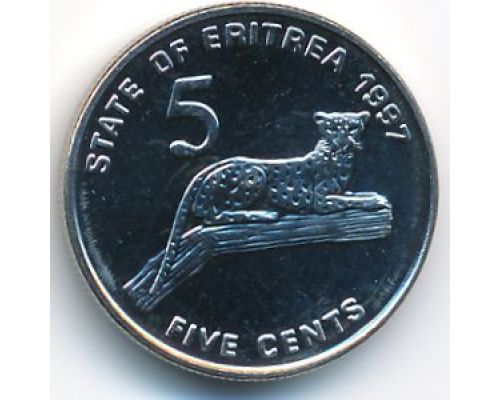 5 центов 1997 год Эритрея Леопард на дереве