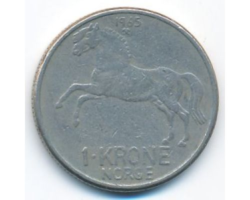 1 крона 1965 год Норвегия Лошадь
