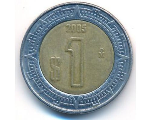 1 новый песо 2005 год Мексика