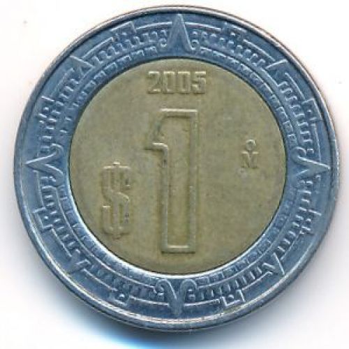 1 новый песо 2005 год Мексика
