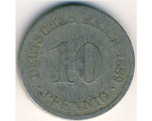 10 пфеннигов 1889 год Германия (Германская Империя) Состояние G