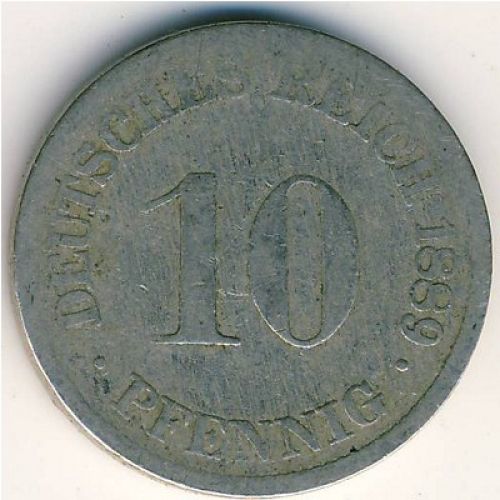 10 пфеннигов 1889 год Германия (Германская Империя) Состояние G