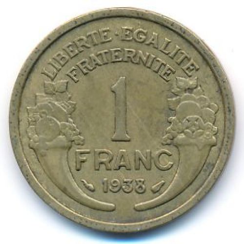 1 франк 1938 год Франция состояние VF