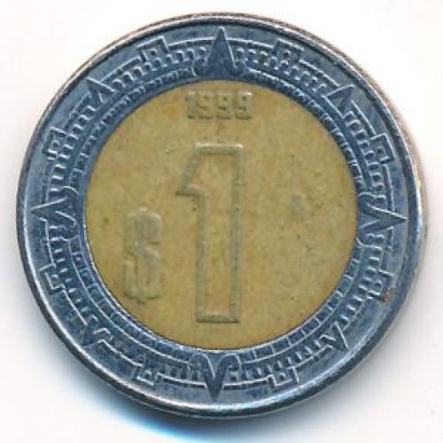 1 новый песо 1999 год Мексика