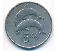 5 крон 1992 год Исландия Дельфины