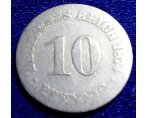 10 пфеннигов 1874 год Германия (Германская Империя) Состояние G