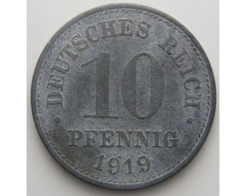 10 пфеннигов 1919 год Германия Состояние VG