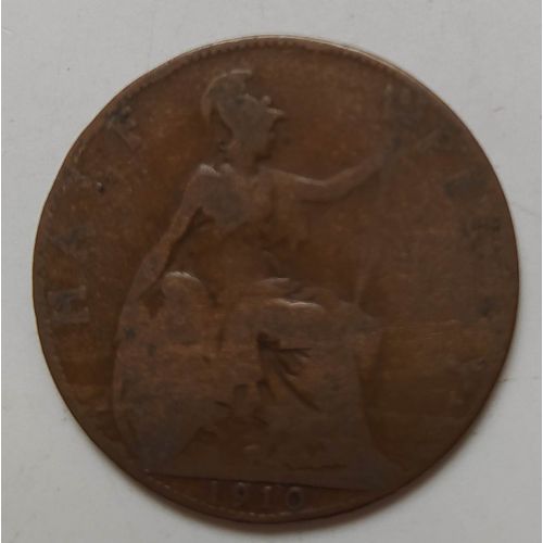 1/2 пенни 1910 год Великобритания Пол пенни, half penny Эдвард VII