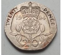20 пенсов 1994 год Великобритания Корона на розе Елизавета II
