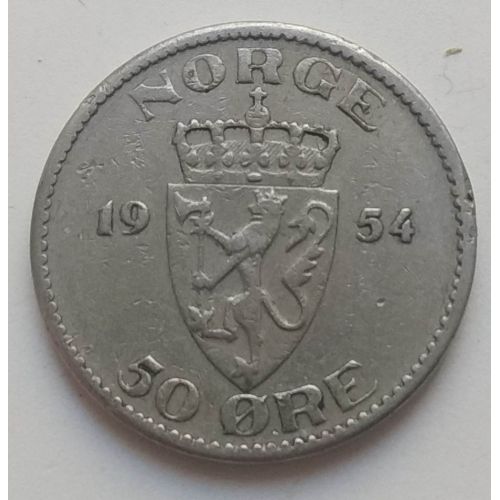 50 эре 1954 год Норвегия РЕДКАЯ