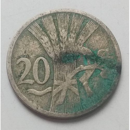 20 гелеров 1921 год Чехословакия Состояние VG