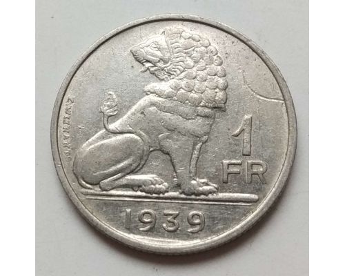 1 франк 1939 год Бельгия BELGIQUE-BELGIE