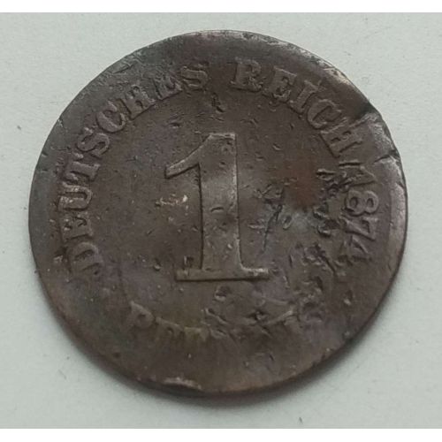 1 пфенниг 1874 год C Германия (Германская Империя)
