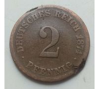 2 пфеннига 1874 год C Германия (Германская Империя) Состояние VG