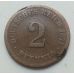 2 пфеннига 1874 год C Германия (Германская Империя) Состояние VG