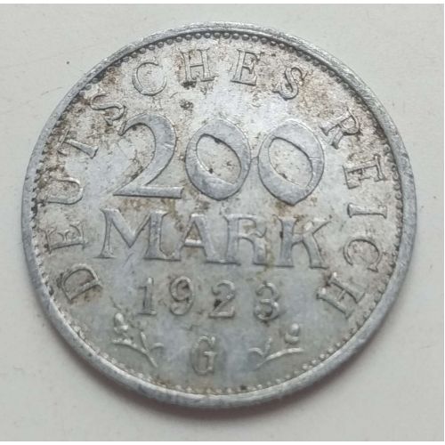 200 марок 1923 год G Германия Веймарская Республика Состояние VG