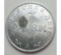 3 марки 1922 год A Германия Веймарская Республика Состояние VG