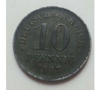 10 пфеннигов 1917 год D Германия ЖЕЛЕЗО