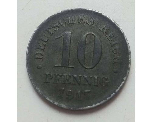 10 пфеннигов 1917 год D Германия ЖЕЛЕЗО