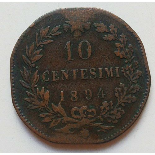 10 чентезимо 1894 год Италия