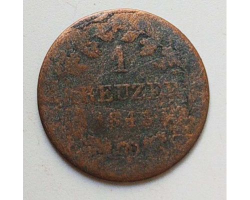1 крейцер 1848 год Германия Бавария