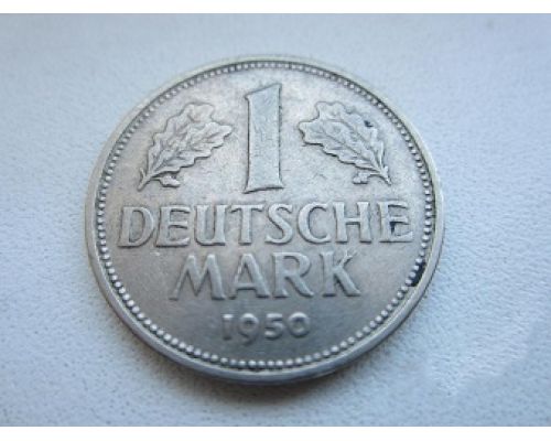 1 марка 1950 год G Германия ФРГ Карлсруэ  Редкая