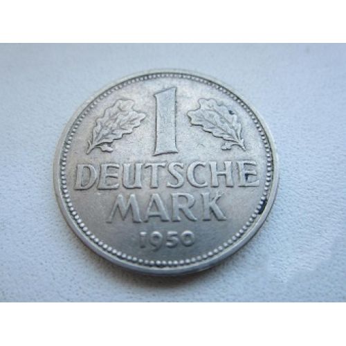 1 марка 1950 год. G. Германия. ФРГ. Карлсруэ . Редкая