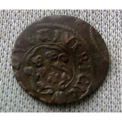 1 солид. 1632-1654. Ливония. Швеция. Кристина Ваза