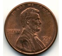 1 цент 1994 D года США Америка