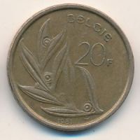 20 франков (1980–1993 г) Бельгия