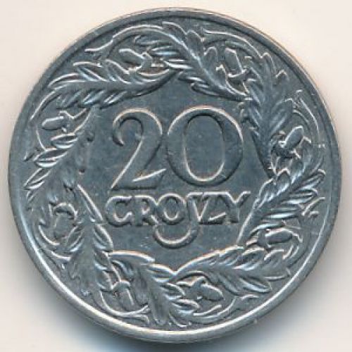 20 грошей 1923. Польша. Никель